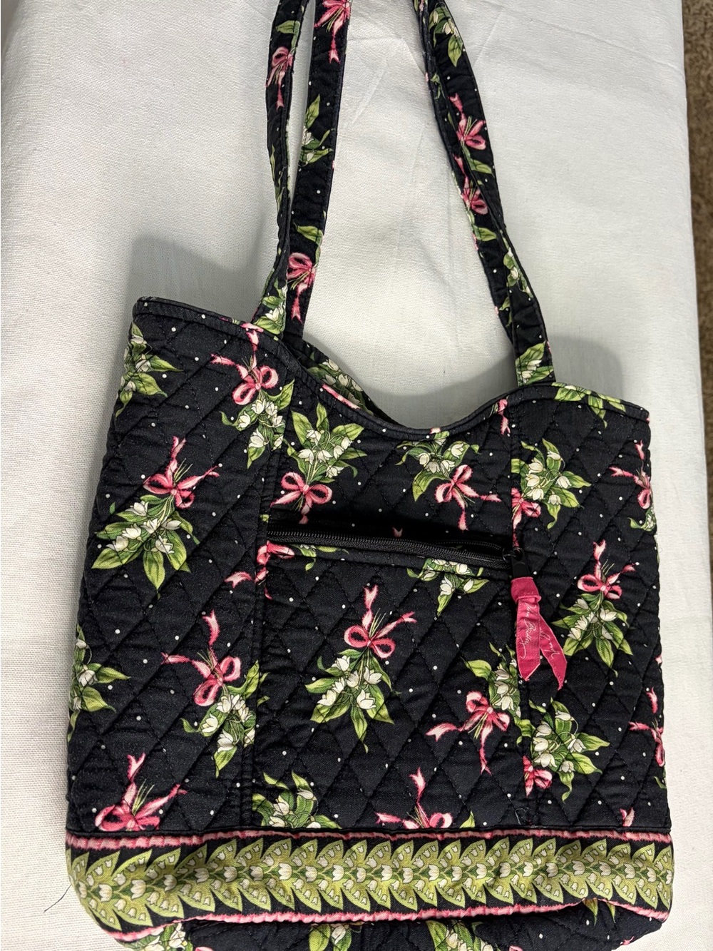 Vera Bradley Retired Pattern Hope (2004) Tote Bag with Pink Accents